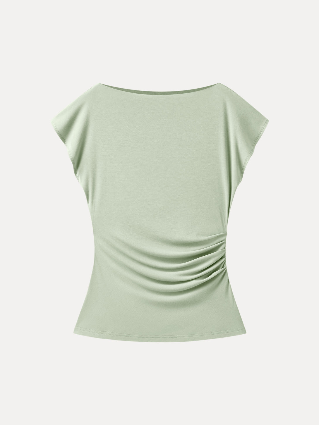 Boatneck Flutter Sleeve Side Tucked Long Tee Salvia XS