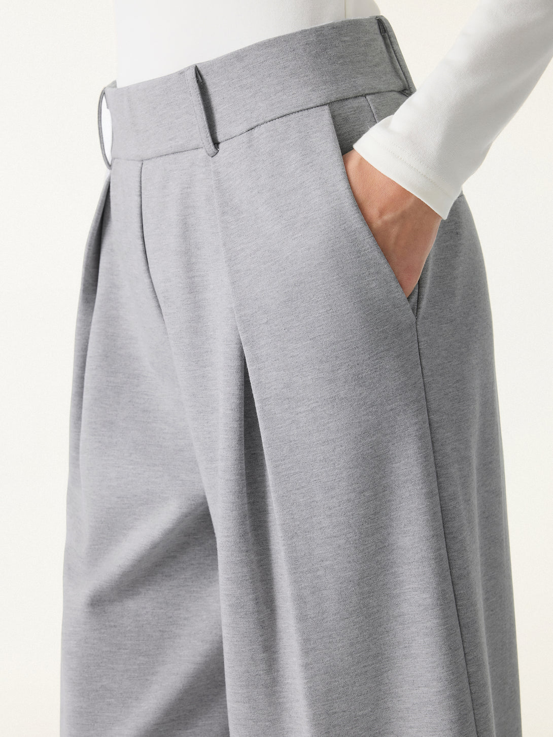 Wrinkle-Resistant Stretchy High Rise Wide Leg Pants with Pockets