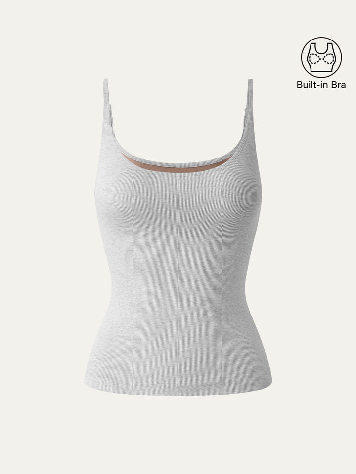 Scoop Neck Spaghetti New Airy Brami Tank Heather White XS