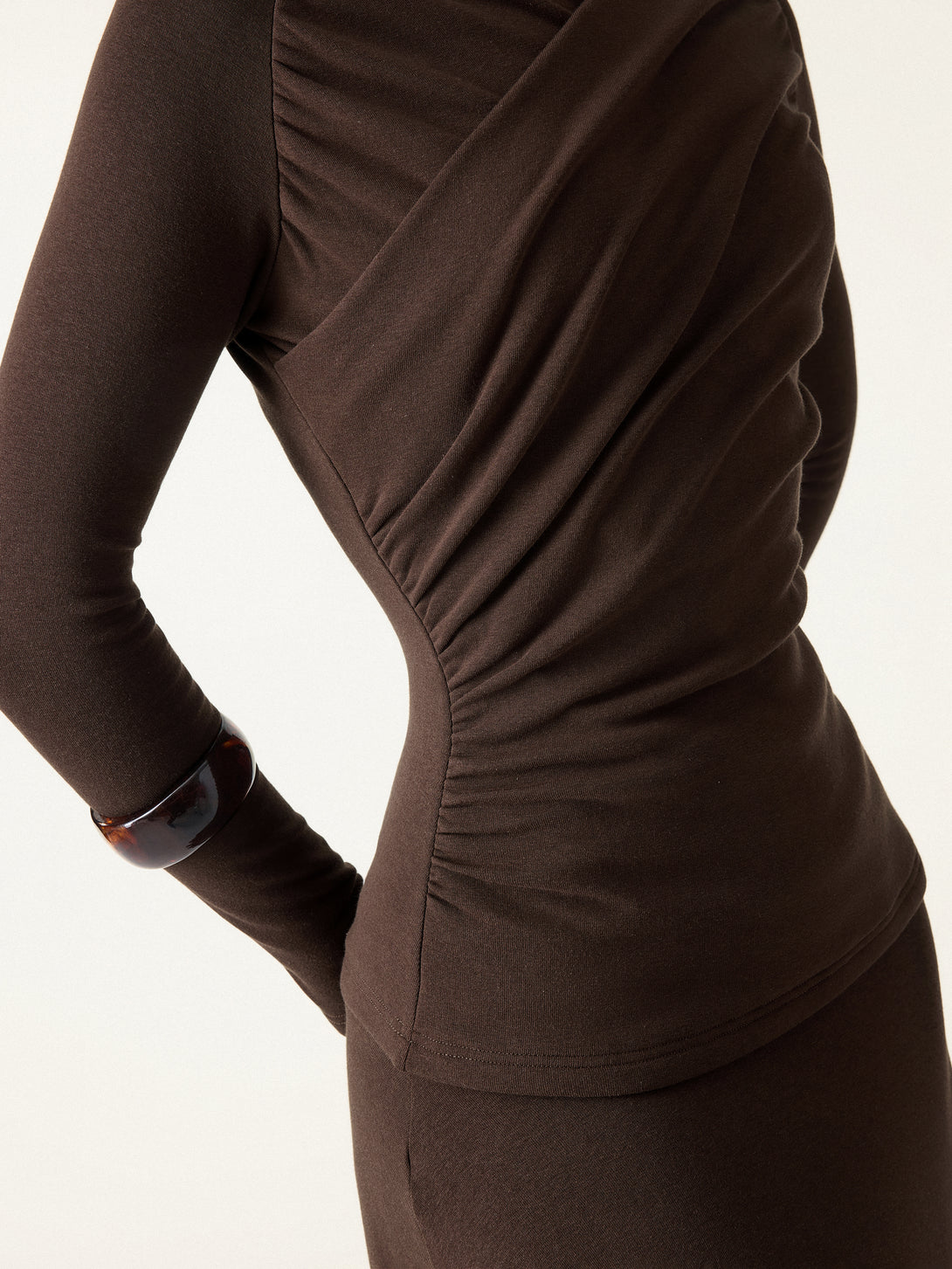 ProWarm Ruched Surplice V-neck Long Sleeve Top