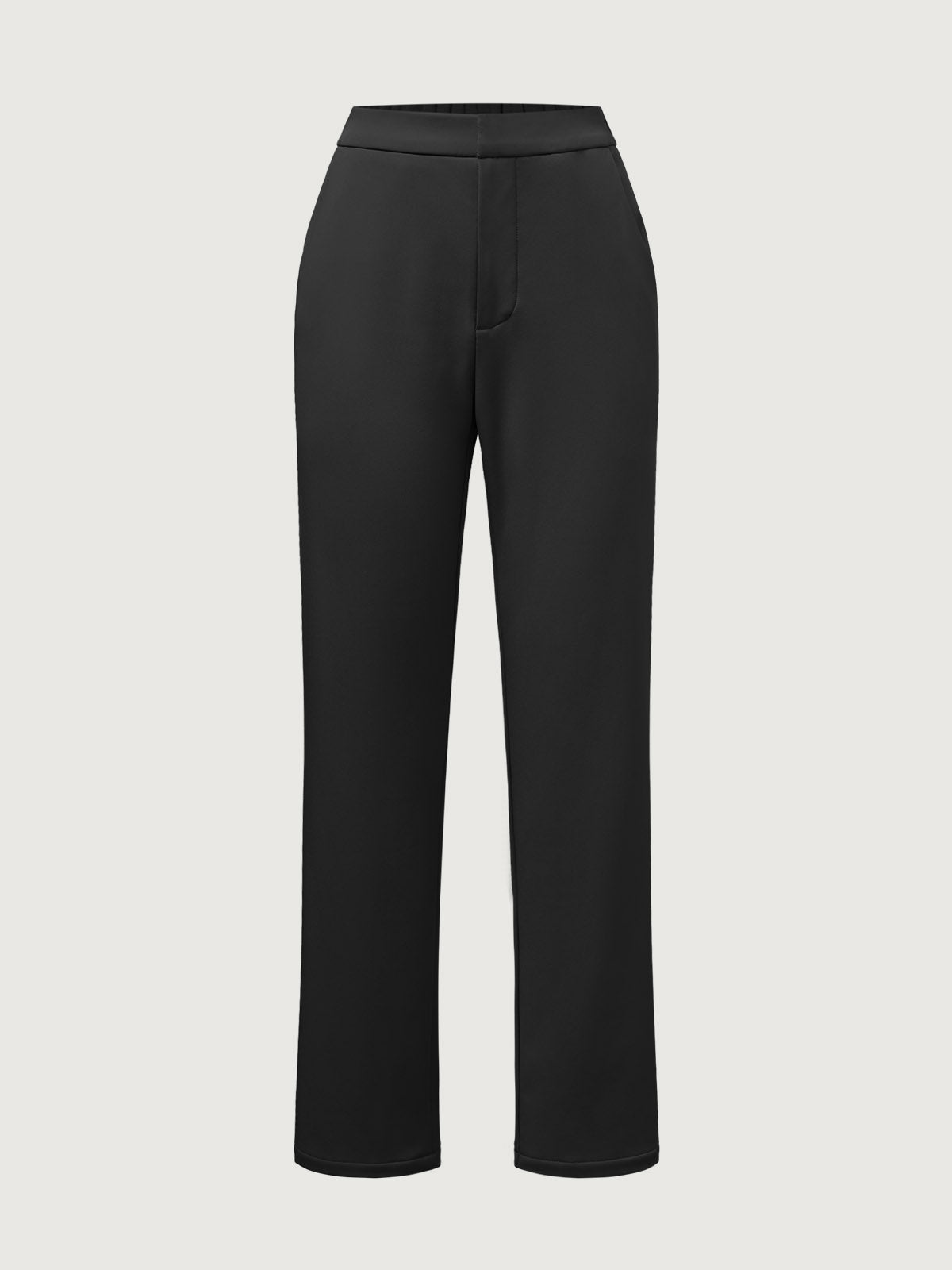 Water-Resistant Fleece-Backing Boot-Cut Pants - Black