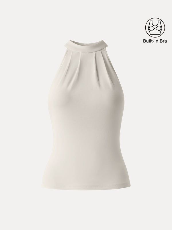 OGLmove Sandwashed Halter Neck Tucked Bra Tank Morning Mist XS