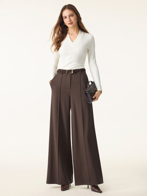 Everyday Mid Rise Wide Leg Trousers with Pockets