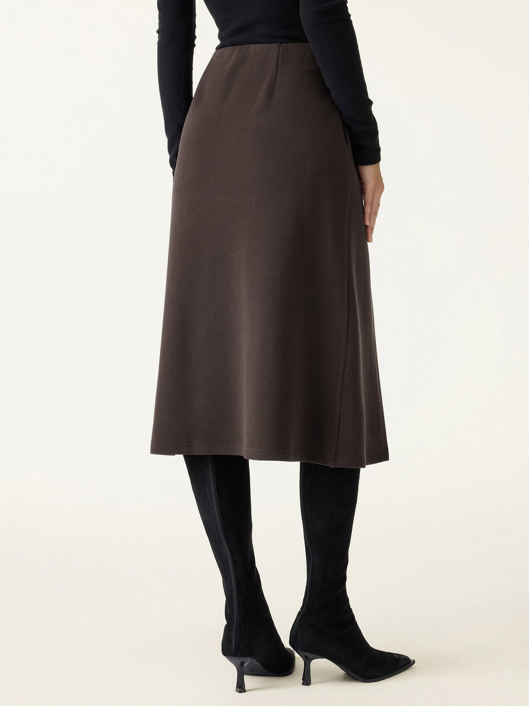 Mid Rise Pleated A-Line Pull-on Skirts with Pockets