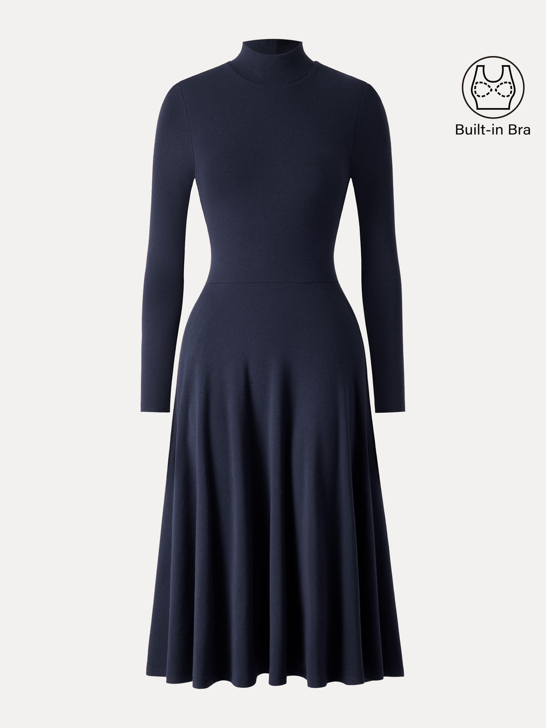 ProWarm Mockneck Midi Brami Dress with Pockets Midnight Navy XS