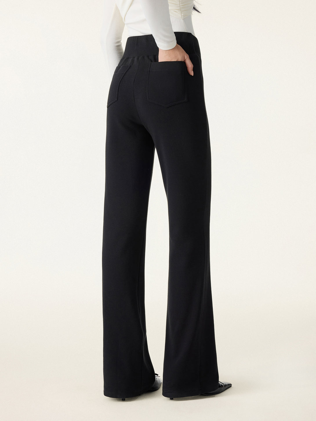 Cozy Warm V-Waistband Flared Leg Pull-On Pants