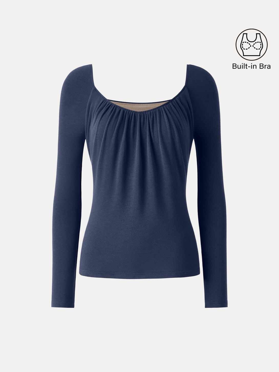 ProWarm Ruched Scoop Neck Long Sleeve Brami Indigo XS