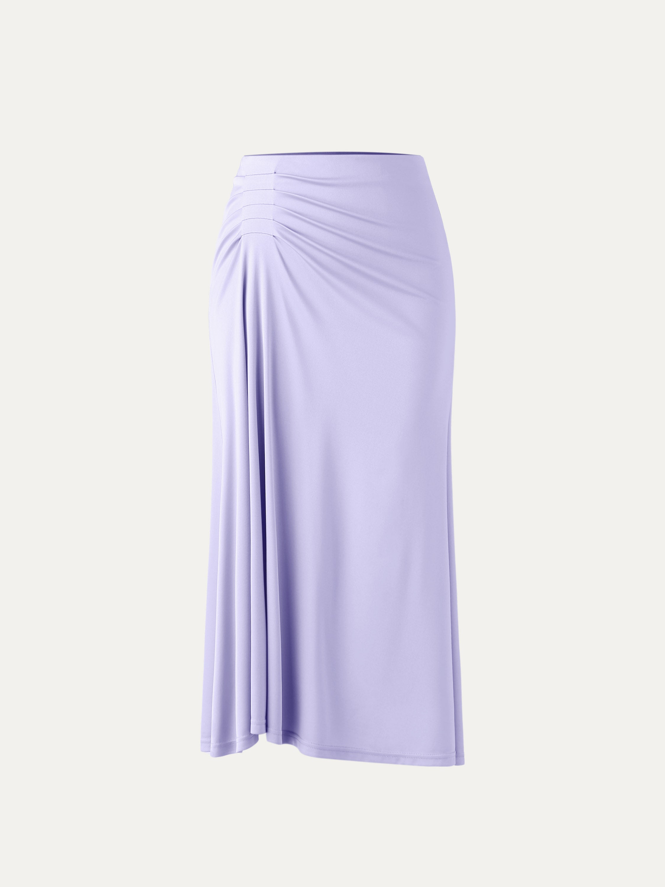 Acetate Tucks Midi Skirt - Powder Lilac