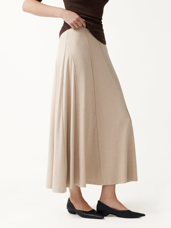 OGLmove LiteWarm Mid-Rise Curved A-Line Maxi Skirt Natural Calico XXS