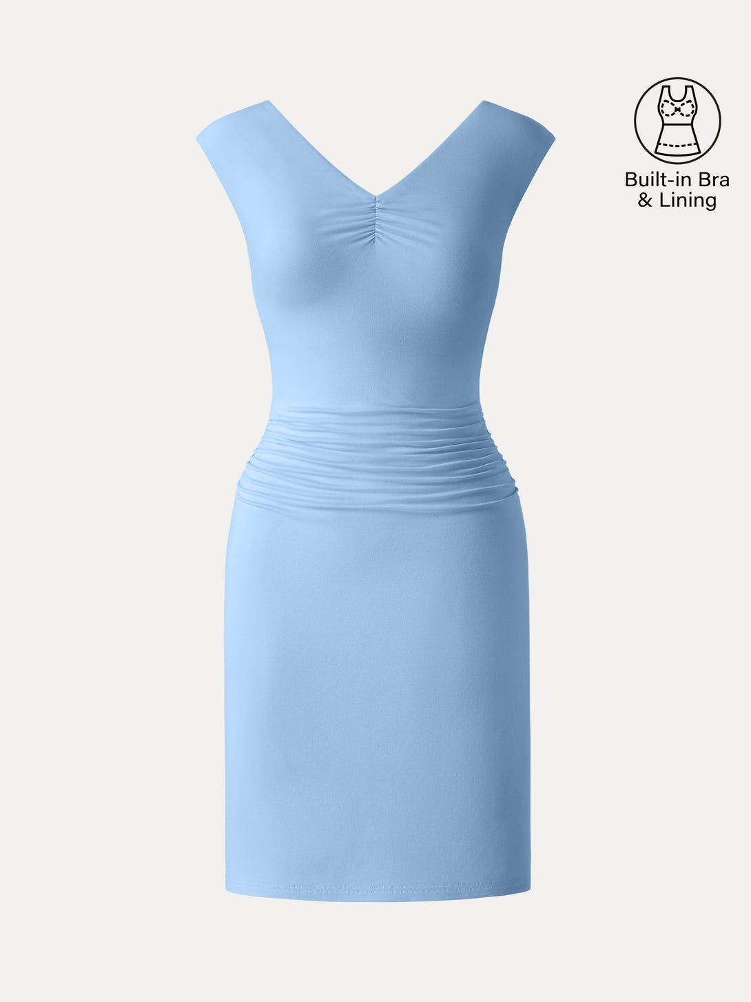 blue mini dress amazon OGL SkinKiss V-Neck Cap Sleeve Ruched Mini Bra Dress – OGLmove