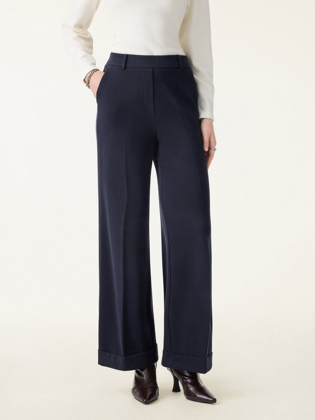 Cozy Warm High Rise Kickout Pull-on Pants with Pockets