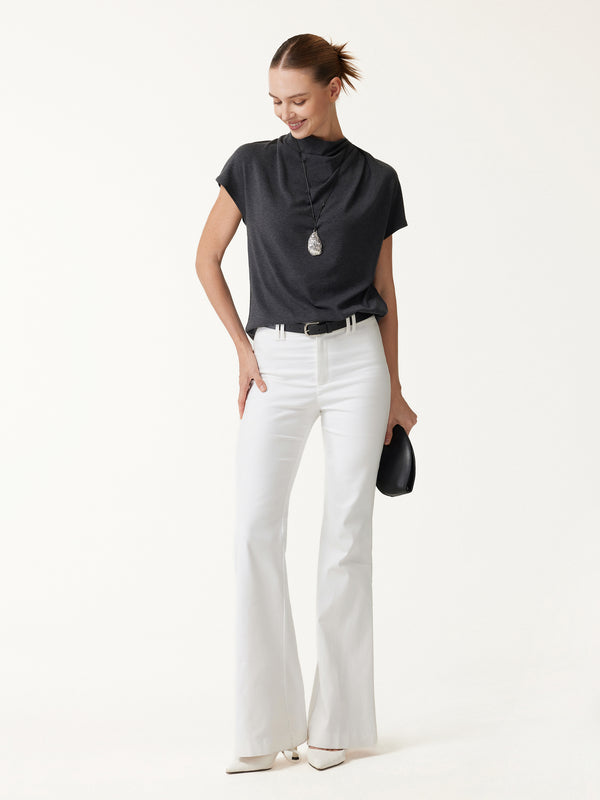 OGLmove Eco-Mousse® Draped Mock Neck Cap Sleeve Top