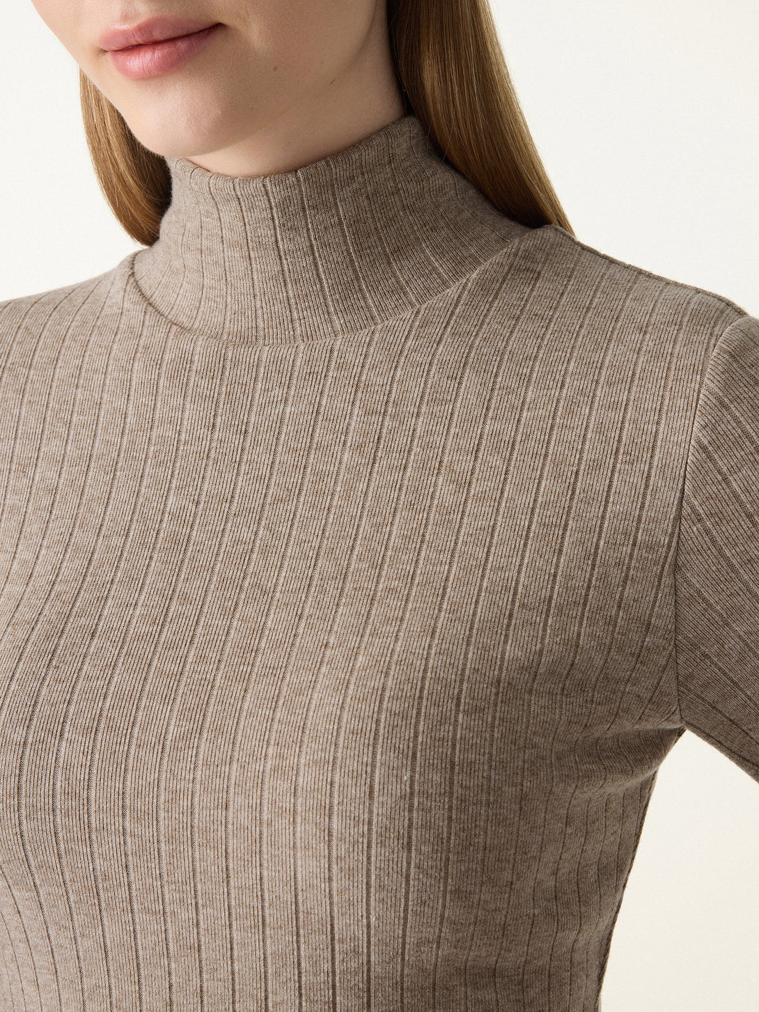 Turtleneck Wide Ribbed Long Sleeve Brami