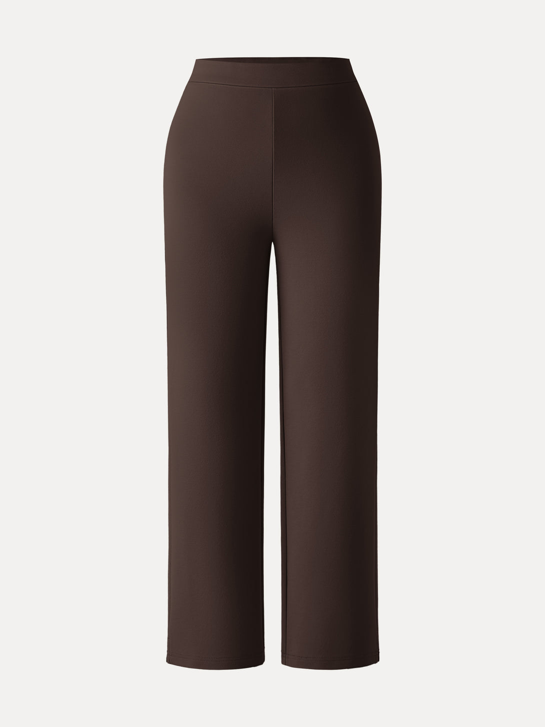 4-way Stretch Mid Rise Cropped Straight Pull-on Pants with Pockets Regular Espresso