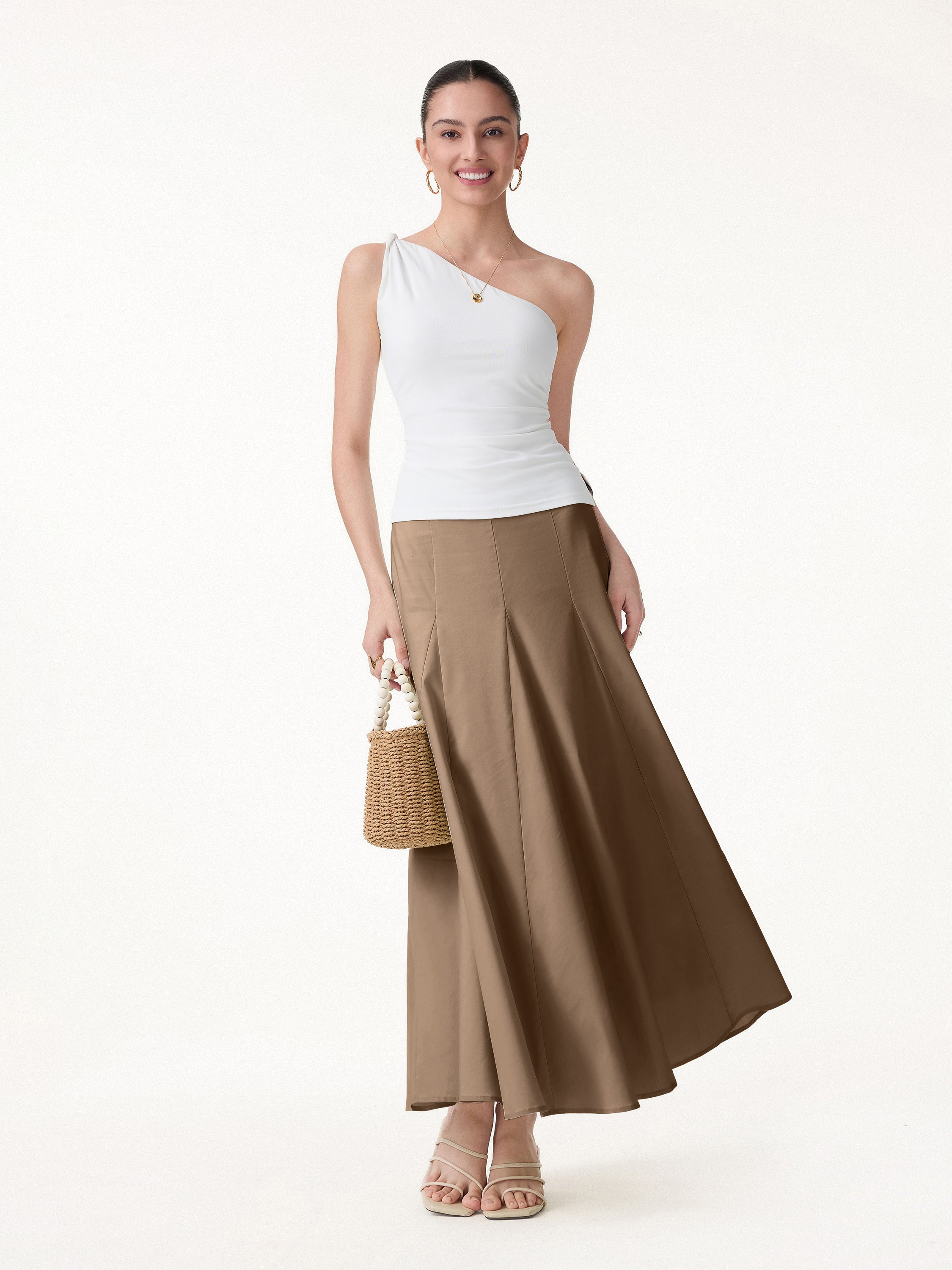 OGL Wrinkle-Resistant Linen Blend Maxi Flare Skirt – OGLmove