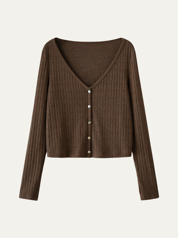 Wide Rib V-Neck Cardigan