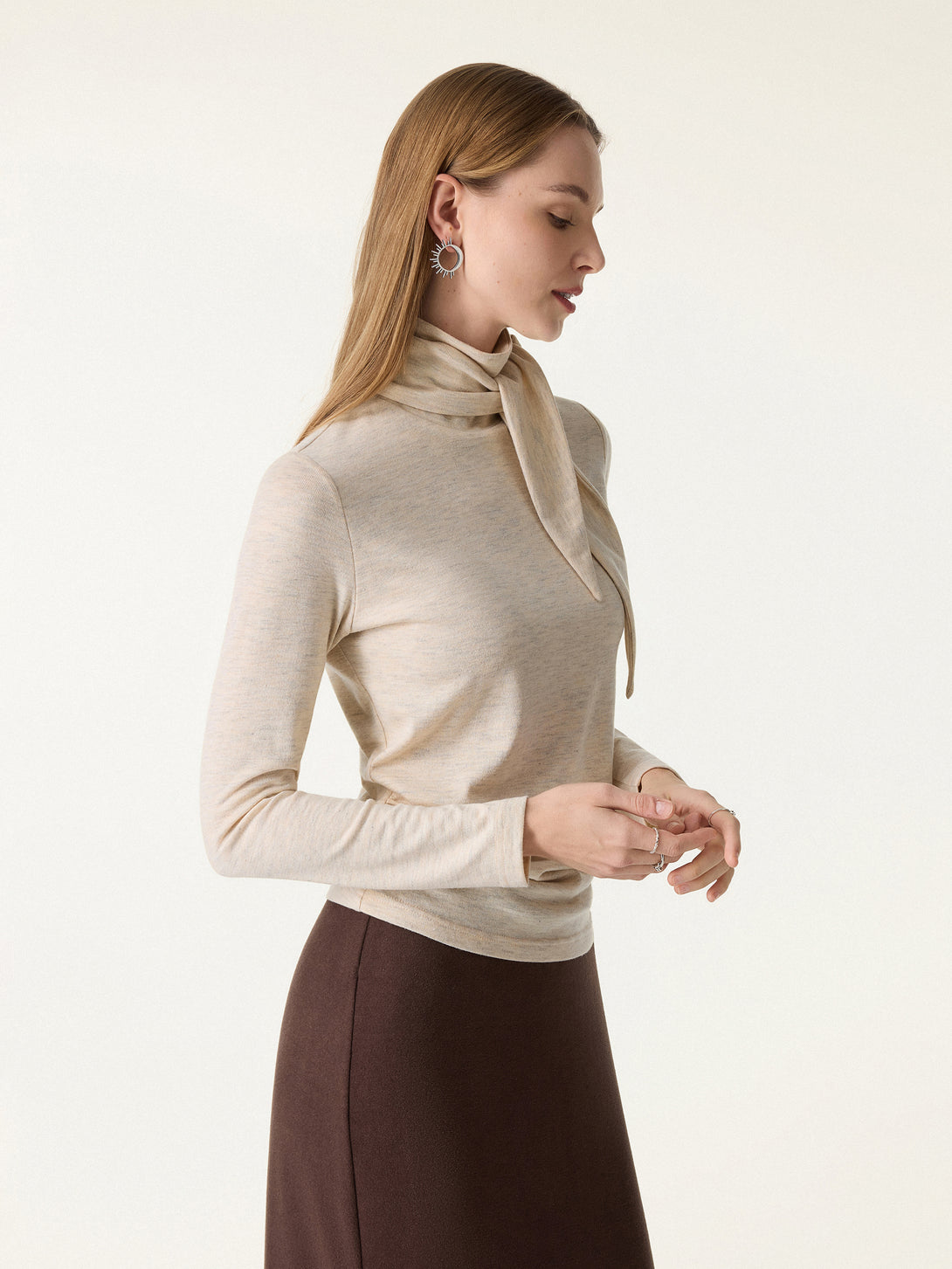 Ruched Long Sleeve Brami with Scarf
