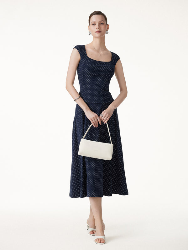 OGLmove 2Pcs Set Square Neck Bra Top & Midi Skirt with Pockets