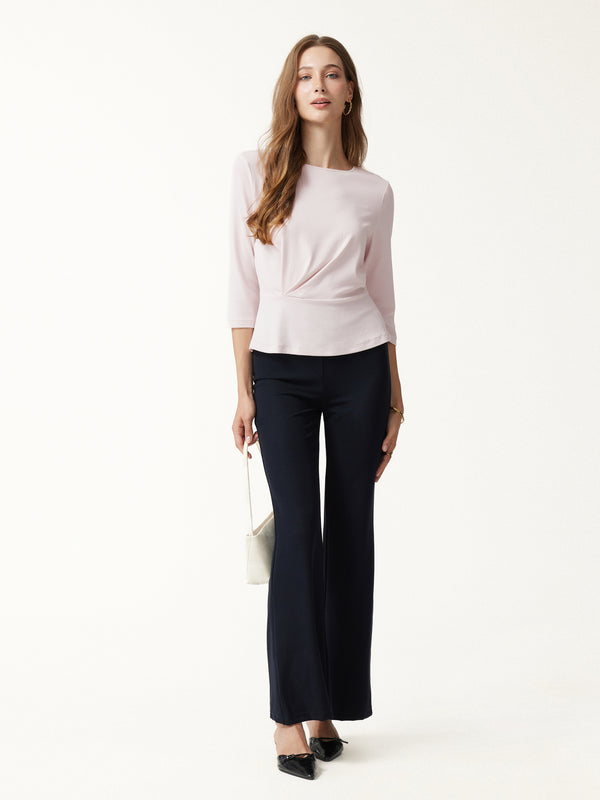 OGLmove Cotton Lyocell Round Neck Tucked Top
