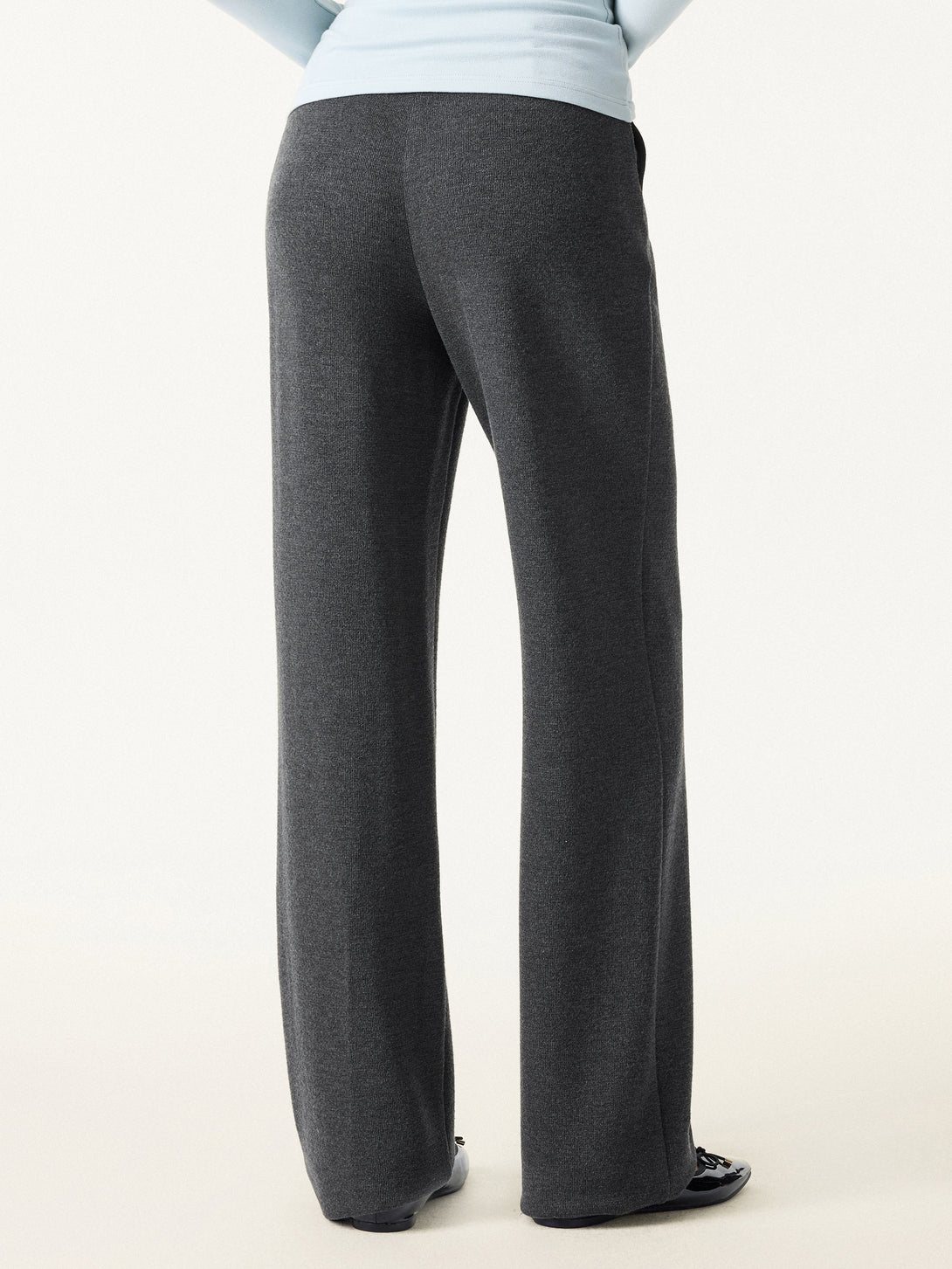 2Pcs Set Crew Neck Long Sleeve Top & Mid Rise Straight Leg Pants with Pockets