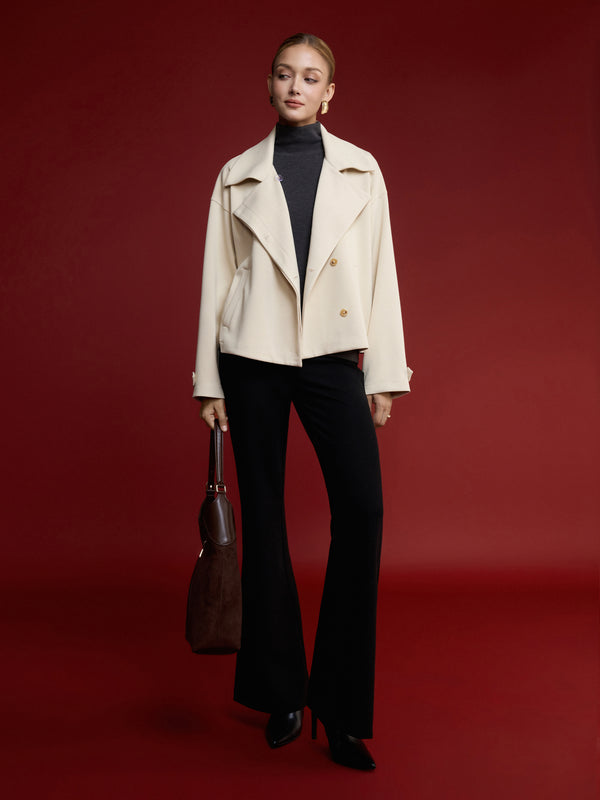 OGLmove Bamboo Piqué Peaked Lapel Cuff-Tab Jacket with Pockets