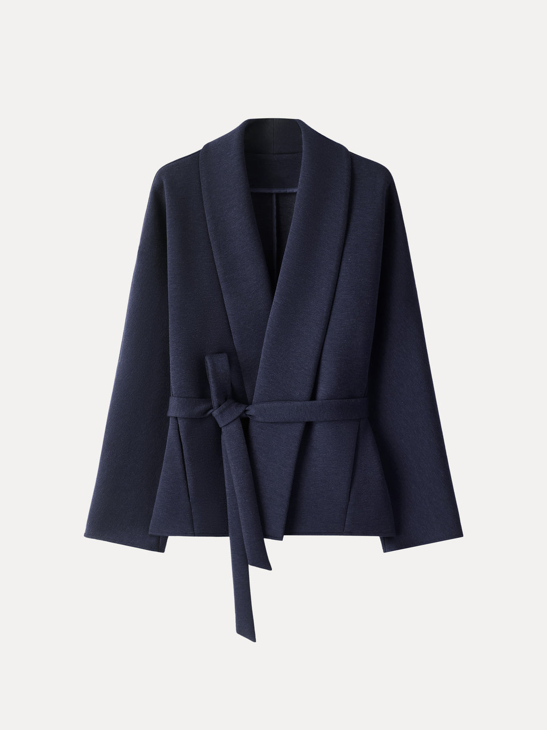 Timeless Shawl Neck Belted Outerwear with Pockets Universe Navy XS