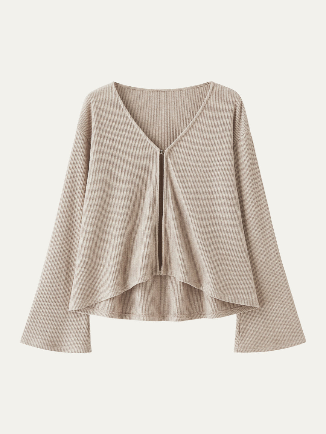 V Neck Flare Long Sleeve Cardigan Heather Mist XS