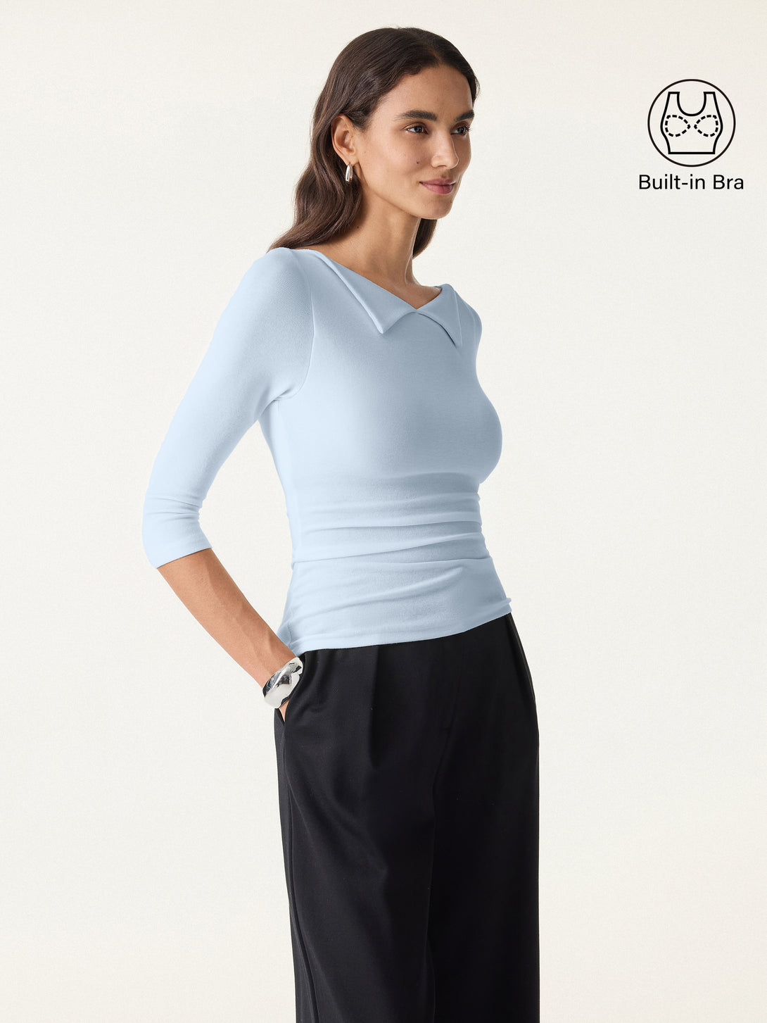 Light Warm Flapped Boatneck 3/4 Sleeve Brami