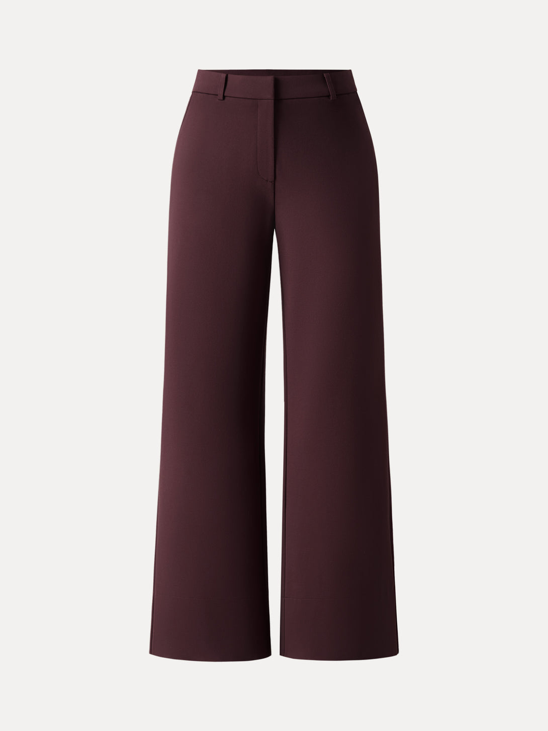 High Rise Wide Leg Trousers with Zippered Pockets Dark Berry XS