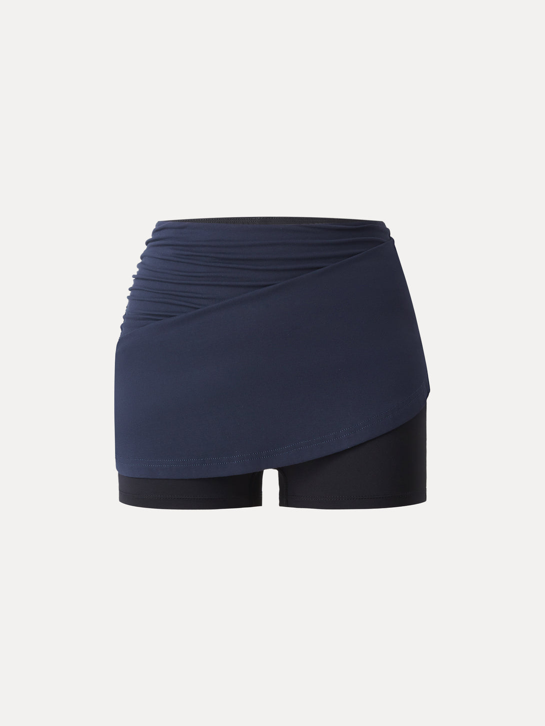 Ruched Mini Circle Skirt with Lined Shorts