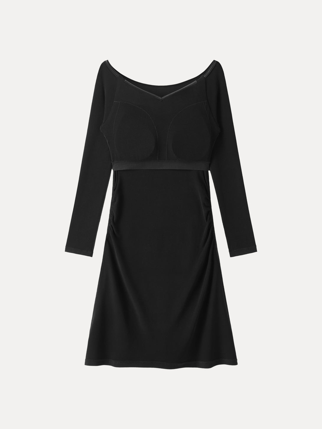 Non-Slip Classy Wide Neckline Ruched Mini Brami Dress