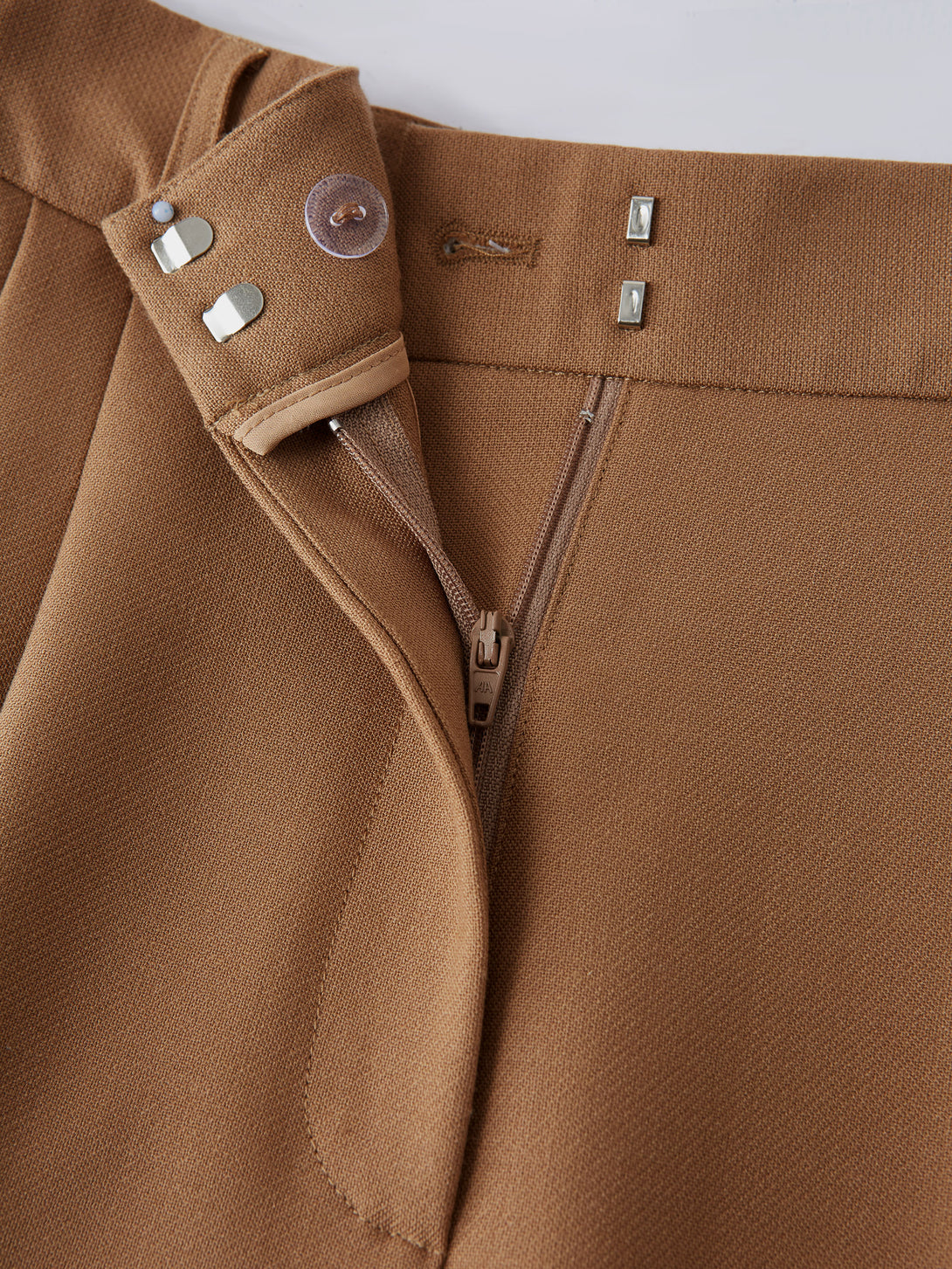 Stretch Wool High Rise Straight Leg Trousers with Pockets