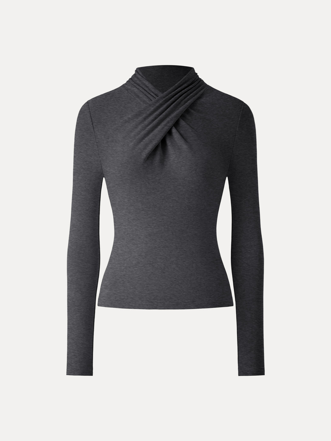 ProWarm Twisted Mockneck Long Sleeve Top Heather Black XS