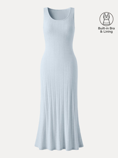 OGLmove Pointelle U-Neck Maxi Bra Dress Blue Air XS