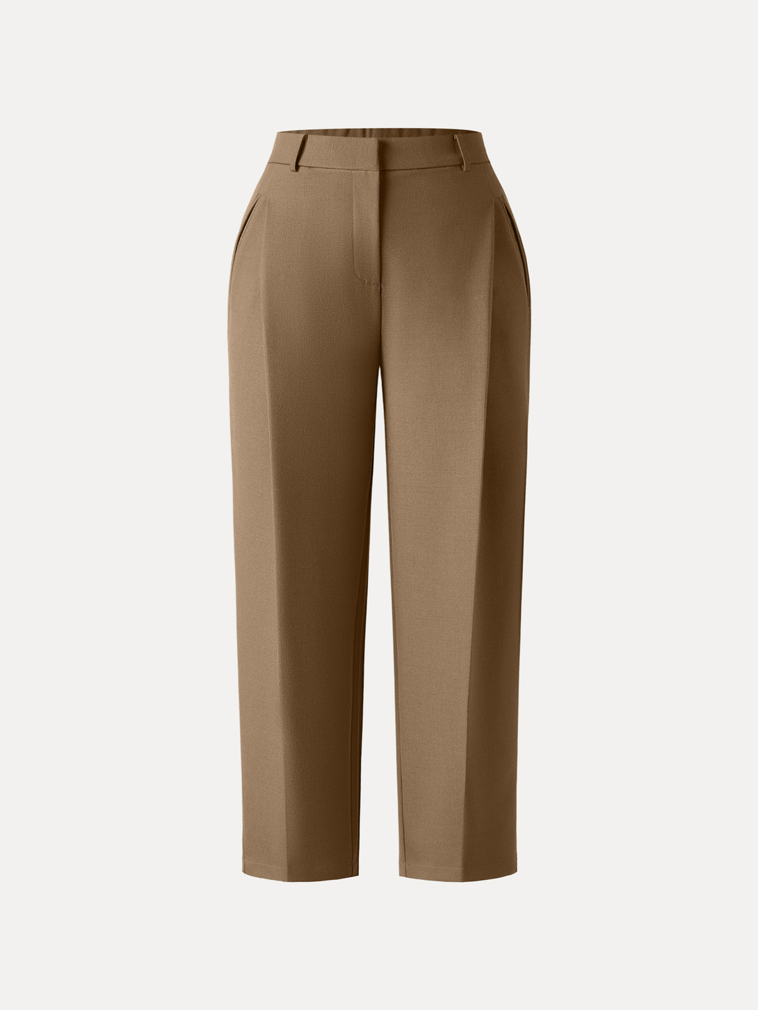 4-Way Stretch Mid Rise Cropped Tapered Trousers with Pockets Petite Medium Oak
