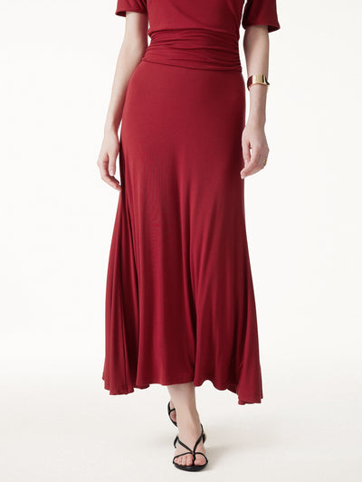 OGLmove CoolTouch Flowy Maxi Flared Skirt Orange Flame XS