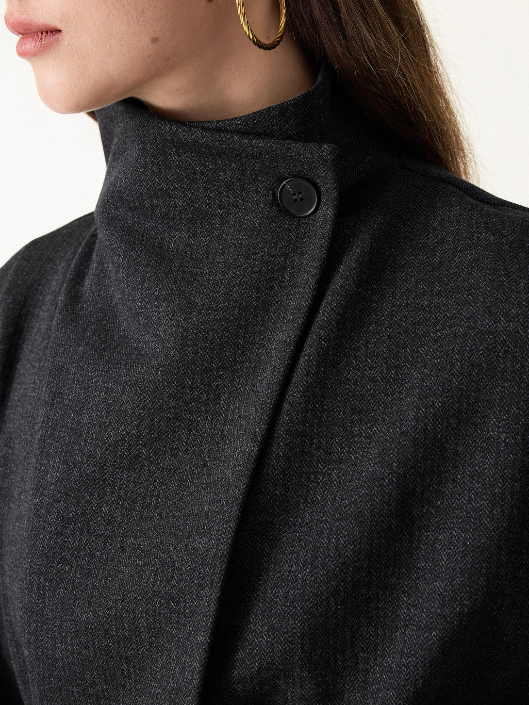 Herringbone Retro Belted Jacket with Pockets