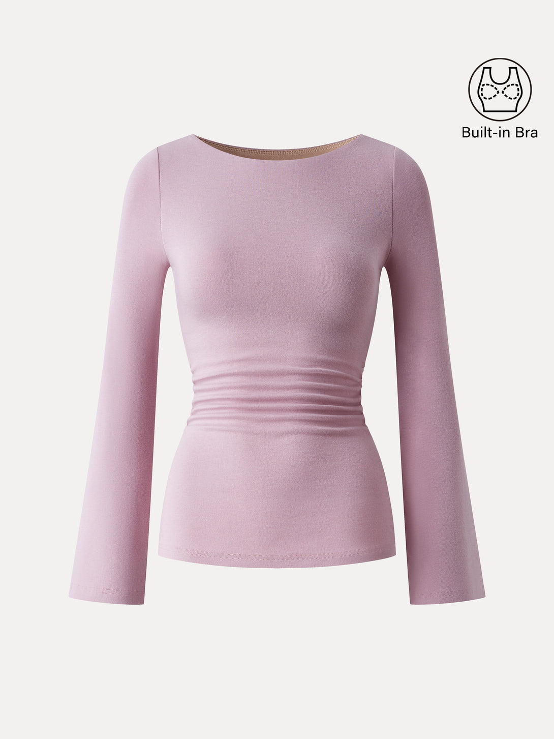 Boatneck Bell Sleeves Ruched Brami Top