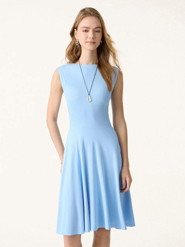 OGLmove SkinKiss Boatneck Wide Shoulder Bra Dress with Pockets Placid Blue XS