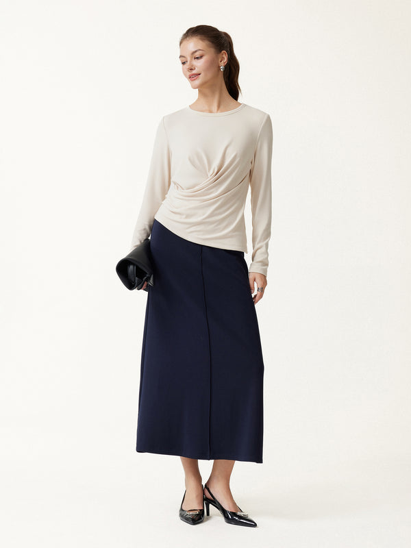 OGLmove LiteWarm Round Neck Tucked Asymmetrical Top