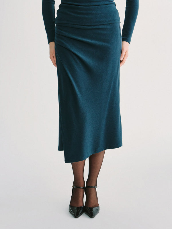 OGLmove LiteWarm High-Rise Side-Tuck A-Line Midi Skirt Forest Night XXS