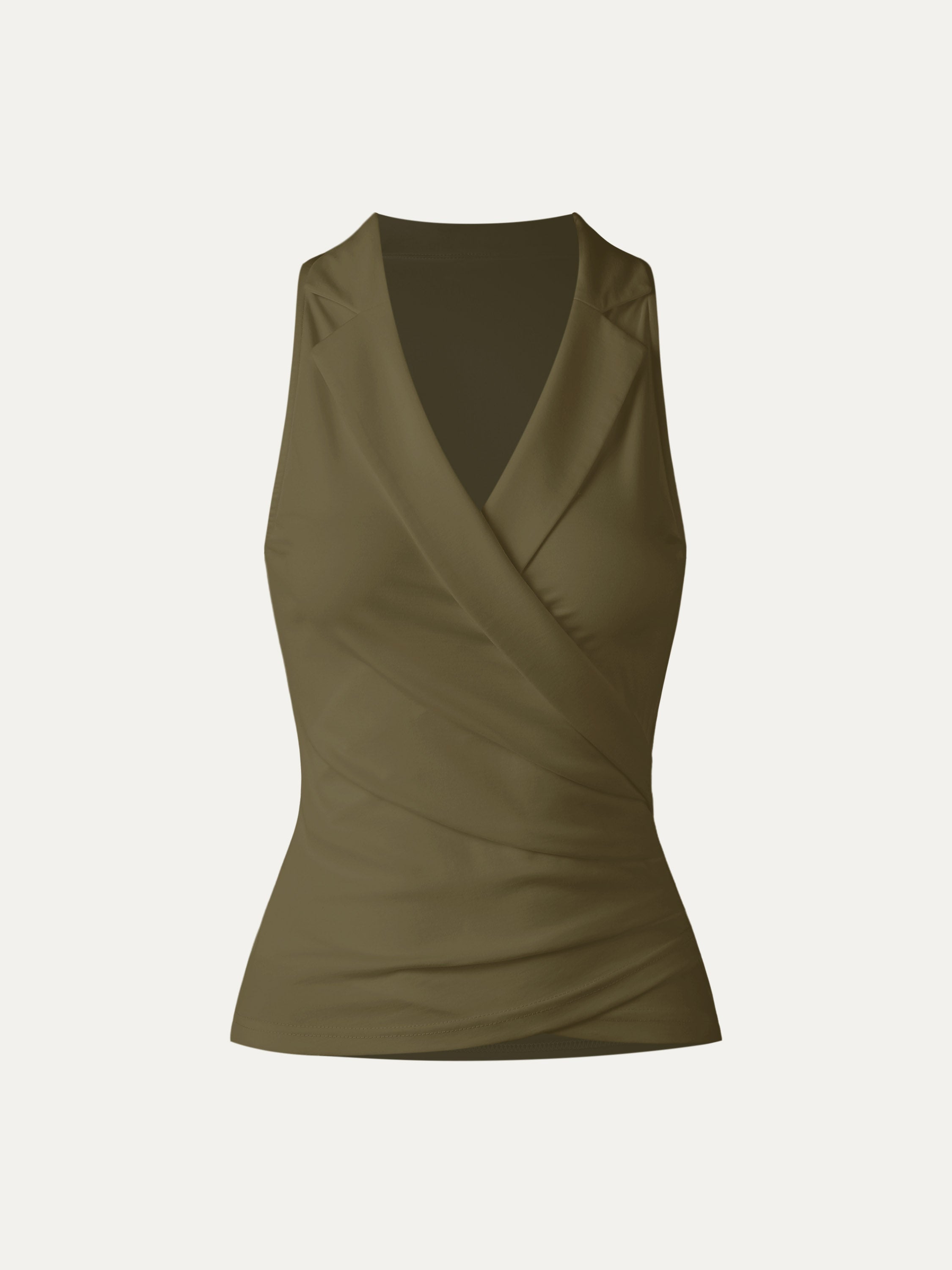 Collared Surplice Tank - Tate Olive