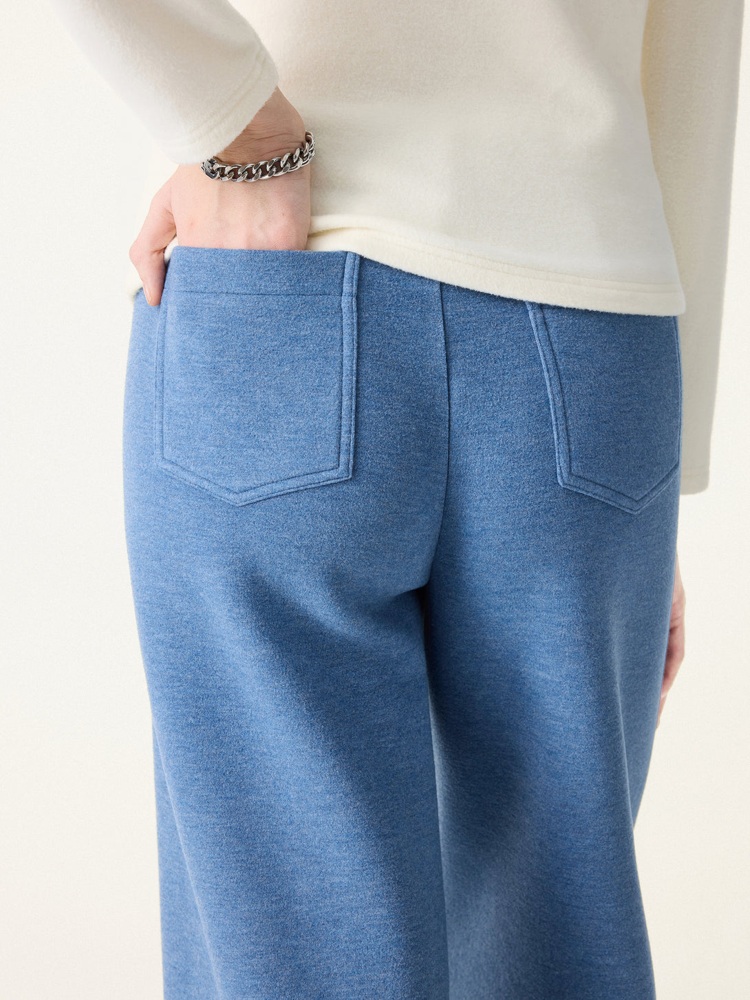 2Pcs Set FuzzLuxe Belted Tunnel Coat & Mid Rise Straight Leg Pull-on Pants