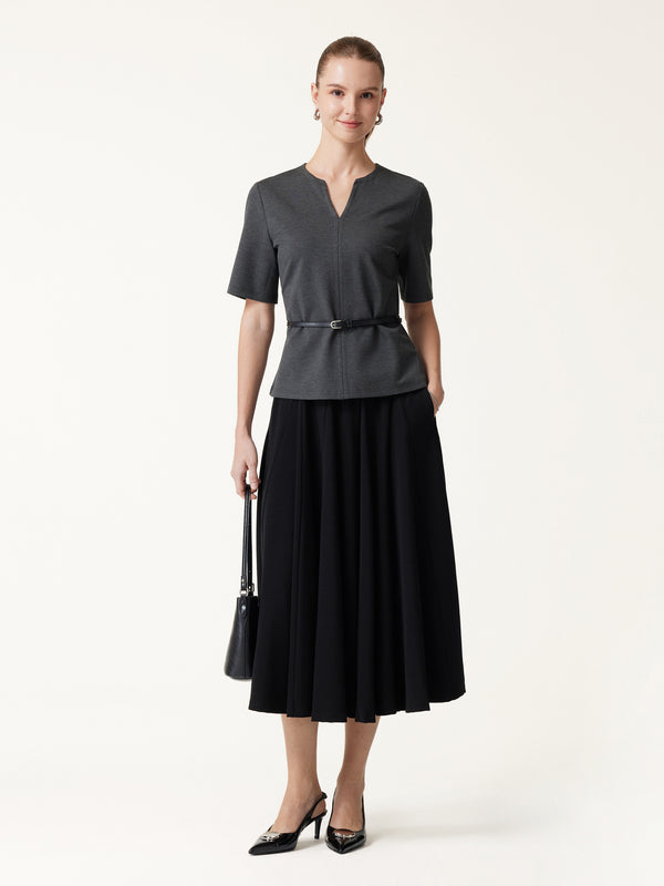 OGLmove Ponte V-Neck Short Sleeve Top