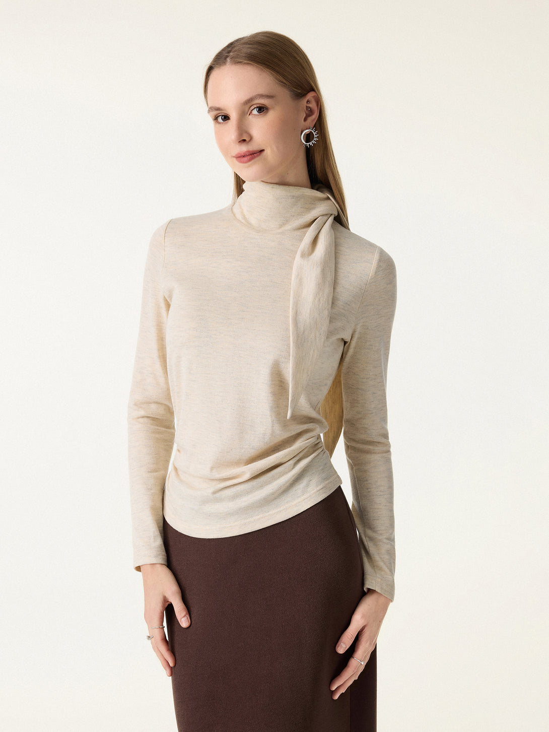 Ruched Long Sleeve Brami with Scarf