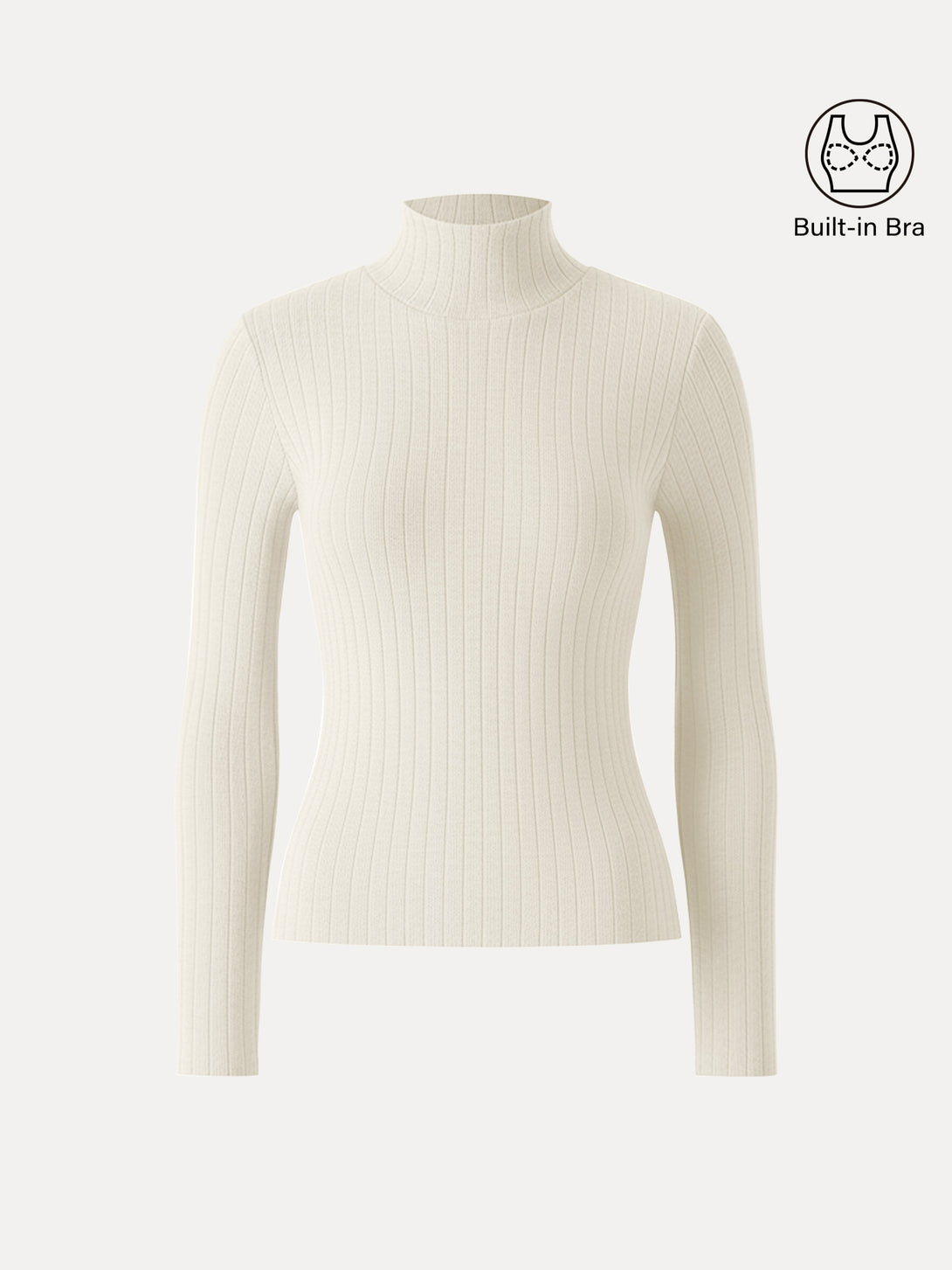 Turtleneck Wide Ribbed Long Sleeve Brami Beige XS