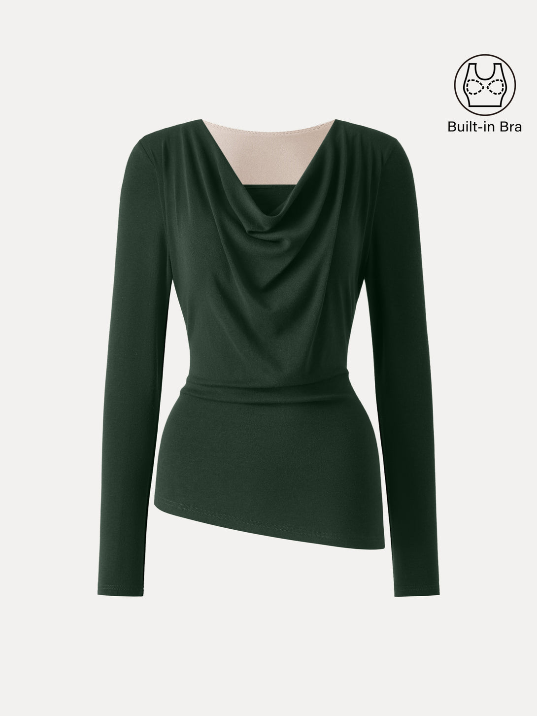 Cowl Neck Built-in Coverage Long Sleeve Brami