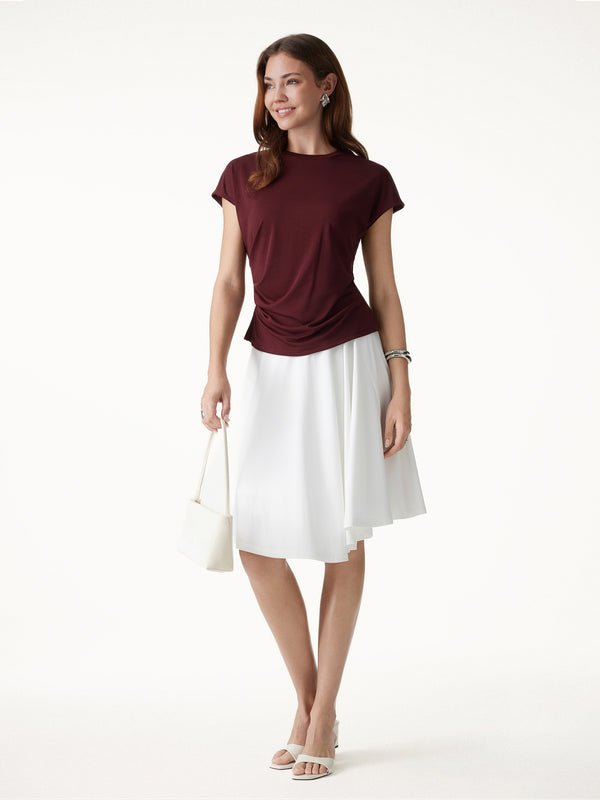 OGLmove Relaxed Round Neck Tucked Cap Sleeve Tee