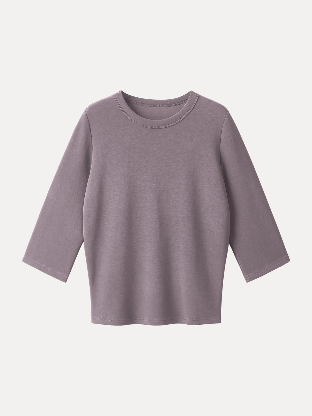 Sandwashed Spacer Crewneck 3/4 Sleeve Top Taro Tea XS