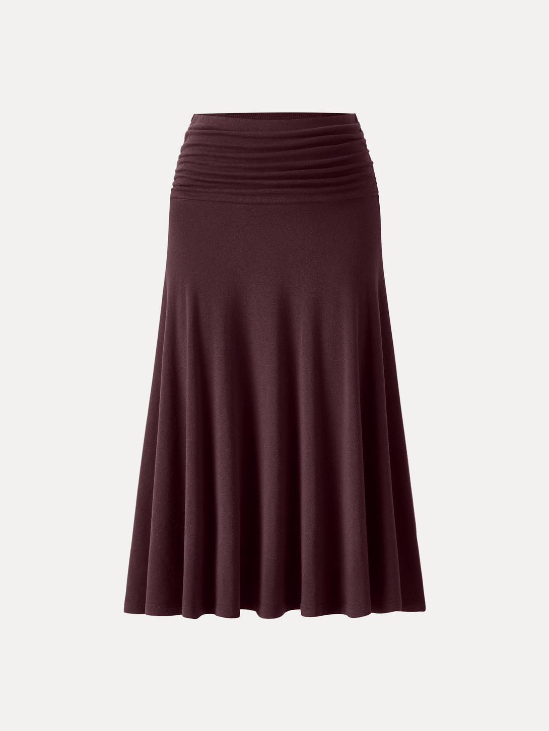 ProWarm Ruched Waist Circle Flared Midi Skirt Ruby Red XS